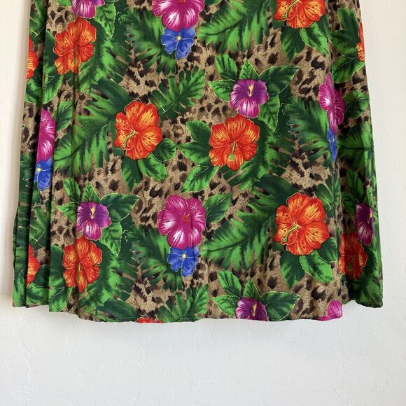 Notations Leopard Floral Tropical Tank Above Knee Shift Dress Vacation Resort M - Picture 2 of 9